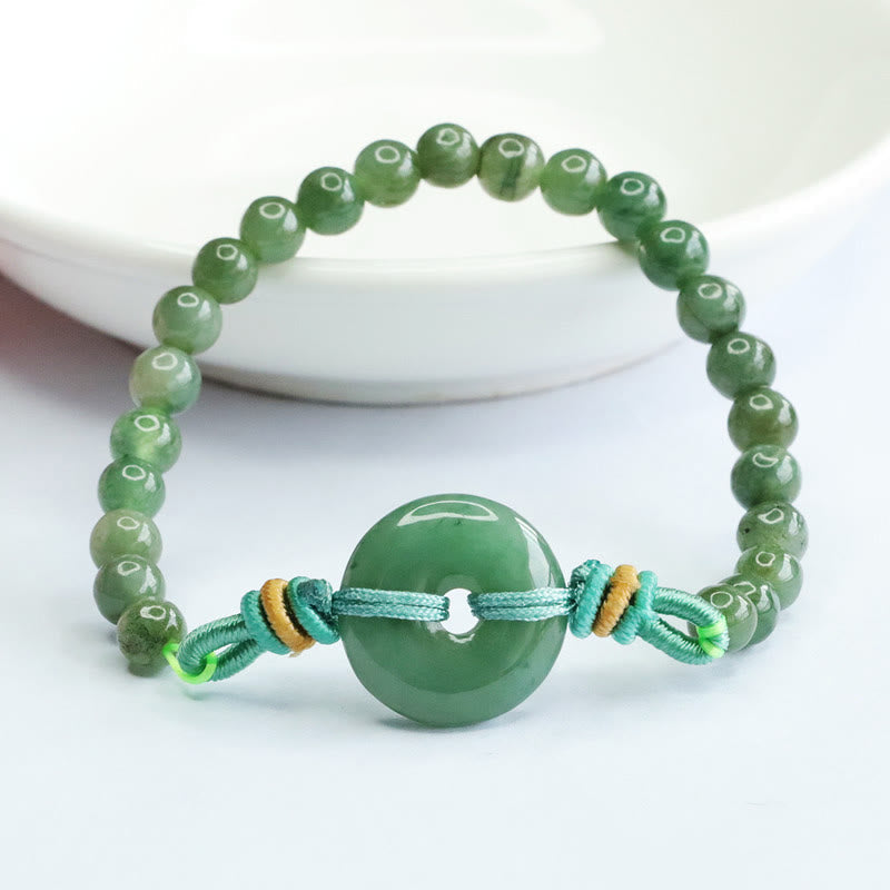 Bracelet boucle de paix en jade 6 mm - Prospérité et chance
