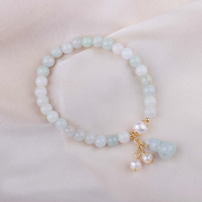 Bracelet de prospérité et de chance en perles de jade de 6 mm