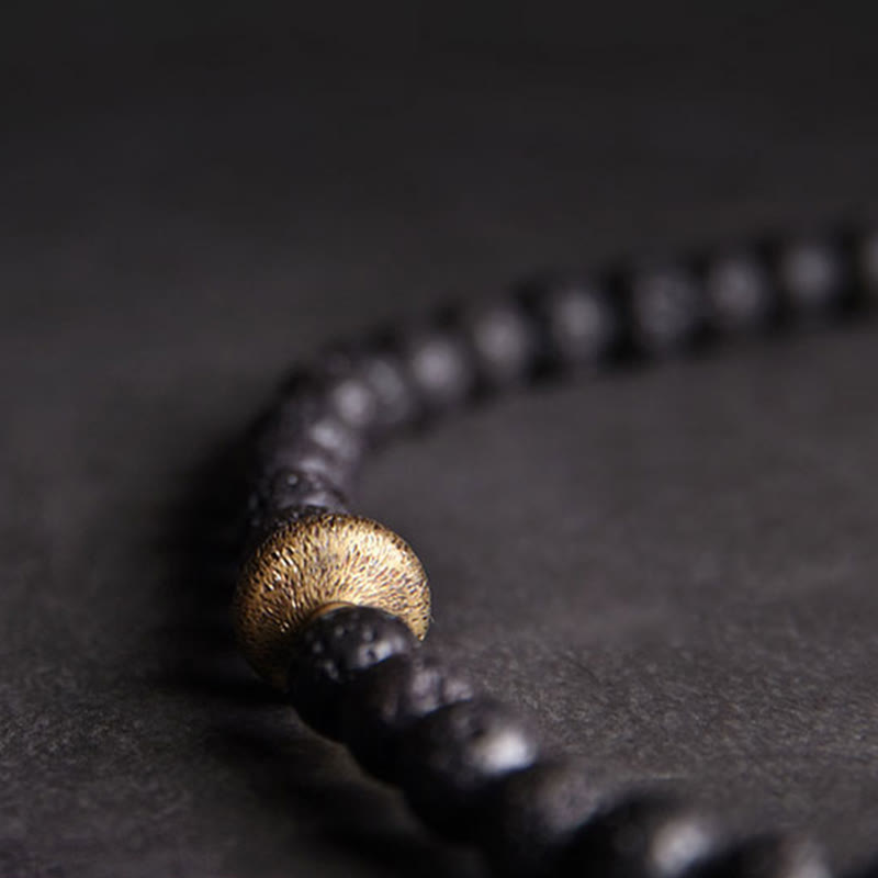 Bracelet double tour en perles de lave Dzi à trois yeux de 6 mm