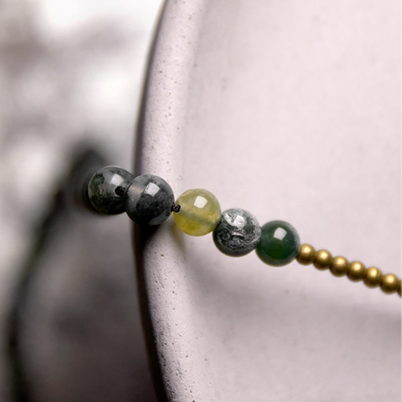 Bracelet porte-bonheur multicouche en agate mousse de 6 mm