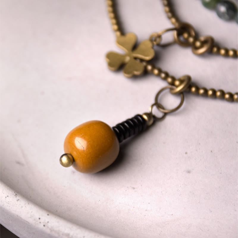 Bracelet porte-bonheur multicouche en agate mousse de 6 mm