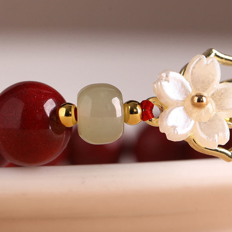 Bracelet de bénédiction en perles de jade cinabre naturel de 6 mm