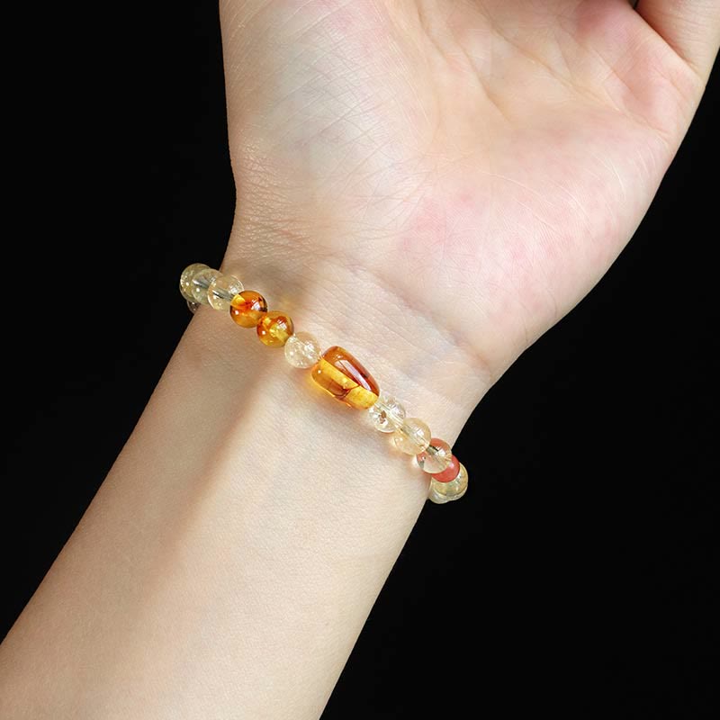 Bracelet de protection en perles de citrine naturelle de 6 mm