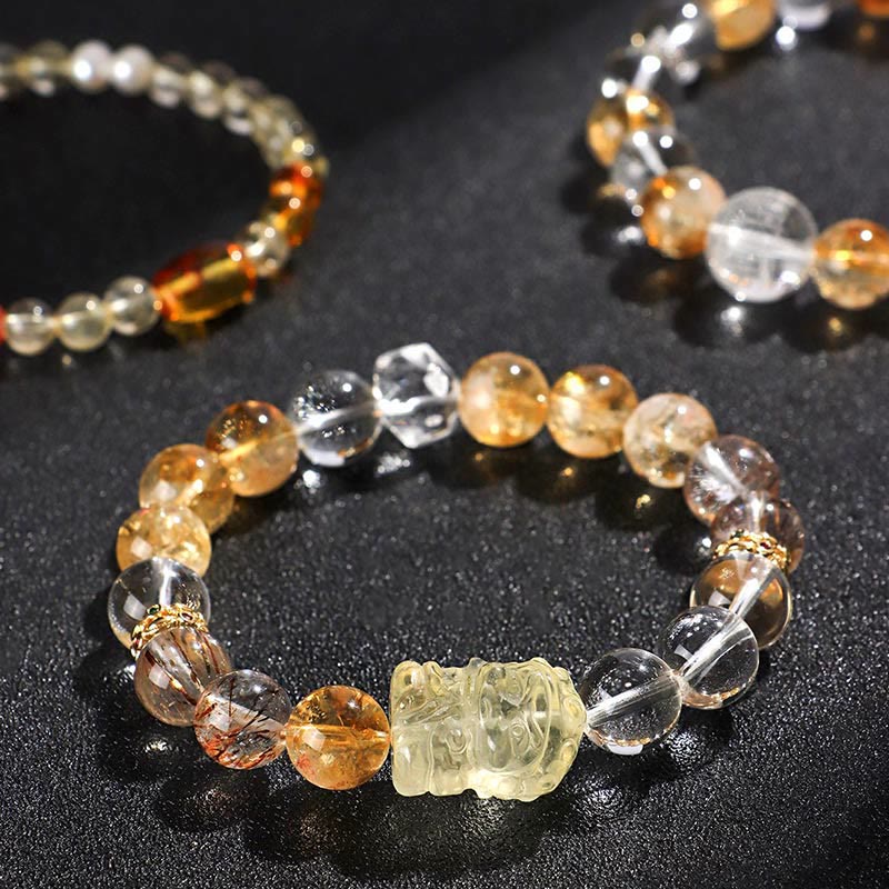 Bracelet de protection en perles de citrine naturelle de 6 mm