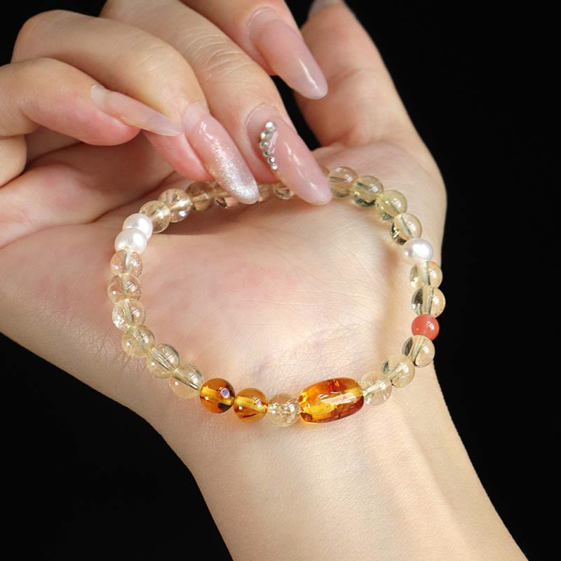 Bracelet de protection en perles de citrine naturelle de 6 mm