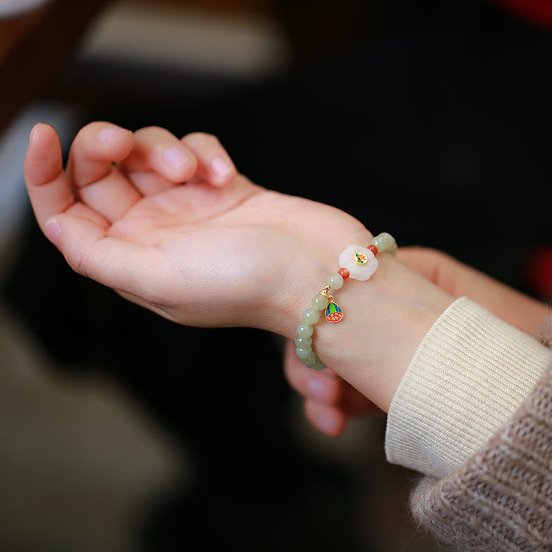 Bracelet porte-bonheur en jade naturel Hetian de 6 mm