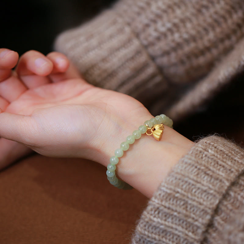 Bracelet porte-bonheur en jade naturel Hetian de 6 mm