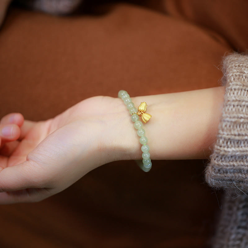 Bracelet porte-bonheur en jade naturel Hetian de 6 mm
