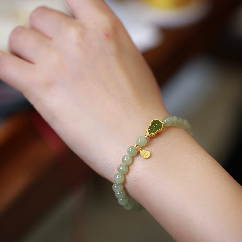 Bracelet porte-bonheur en jade naturel Hetian de 6 mm