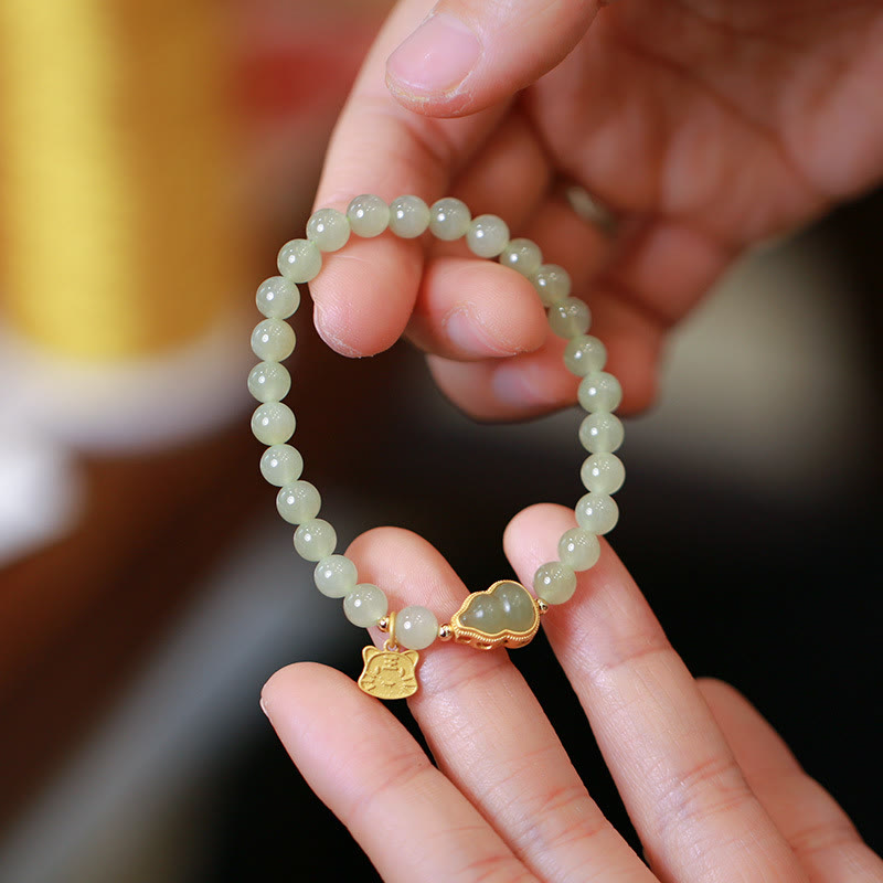 Bracelet porte-bonheur en jade naturel Hetian de 6 mm