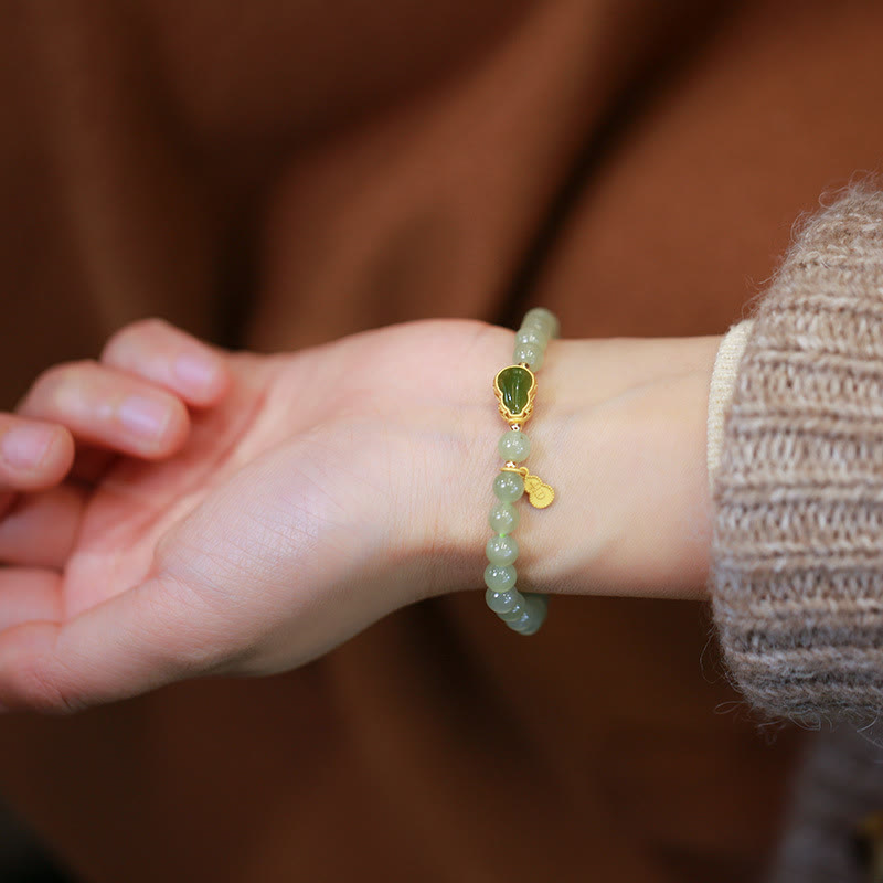 Bracelet porte-bonheur en jade naturel Hetian de 6 mm