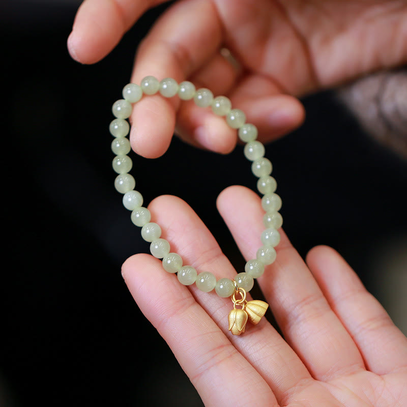 Bracelet porte-bonheur en jade naturel Hetian de 6 mm