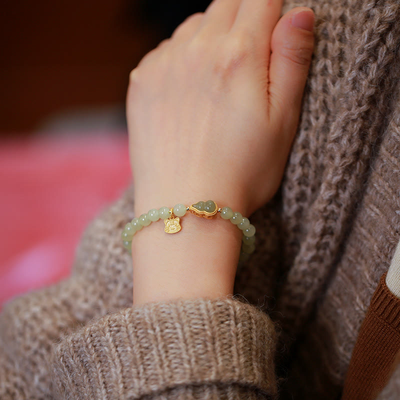 Bracelet porte-bonheur en jade naturel Hetian de 6 mm