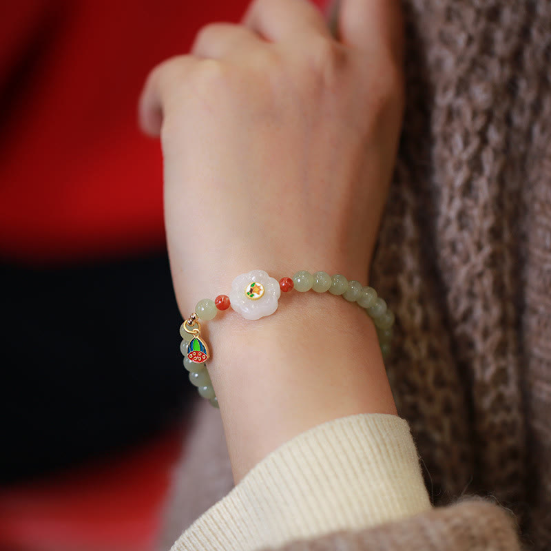 Bracelet porte-bonheur en jade naturel Hetian de 6 mm