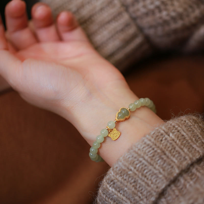 Bracelet porte-bonheur en jade naturel Hetian de 6 mm