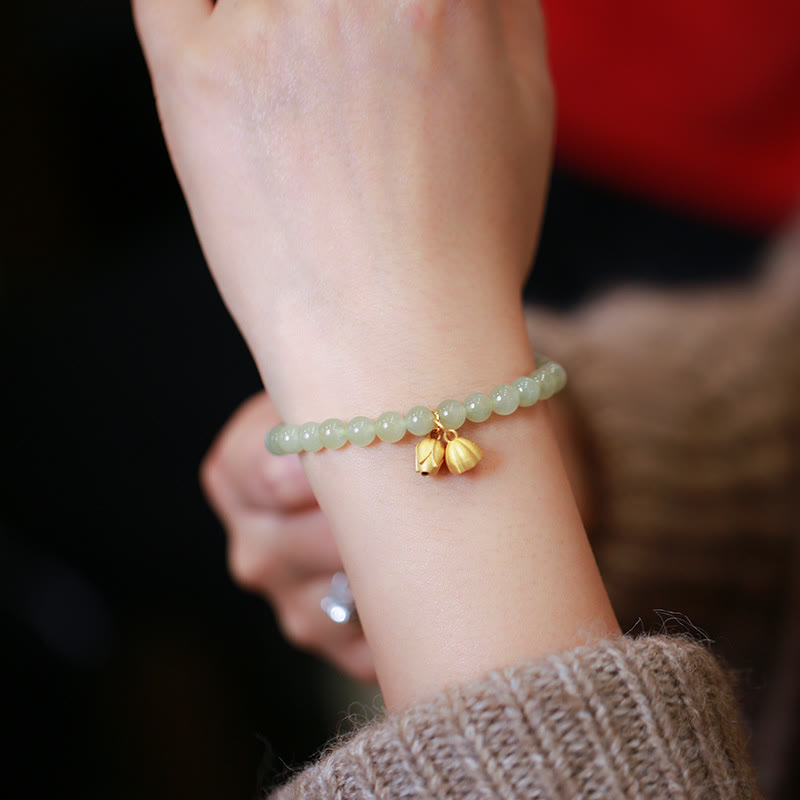 Bracelet porte-bonheur en jade naturel Hetian de 6 mm