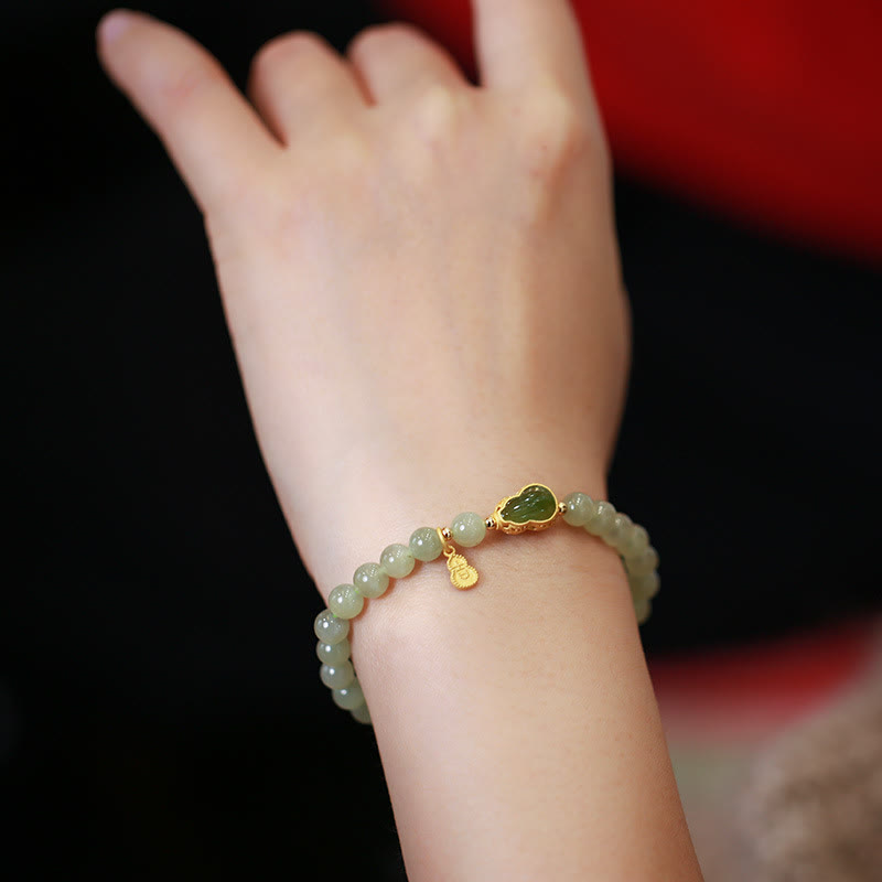 Bracelet porte-bonheur en jade naturel Hetian de 6 mm
