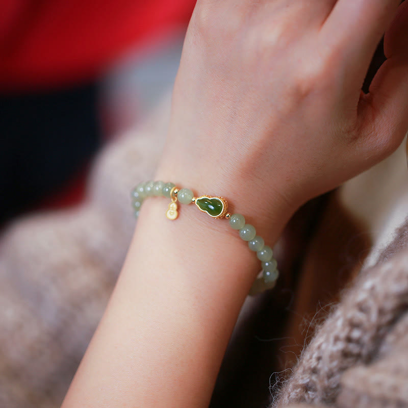 Bracelet porte-bonheur en jade naturel Hetian de 6 mm