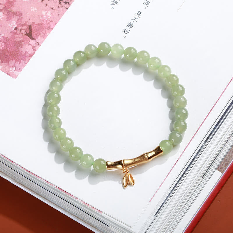 Bracelet porte-bonheur en jade naturel Hetian de 6 mm