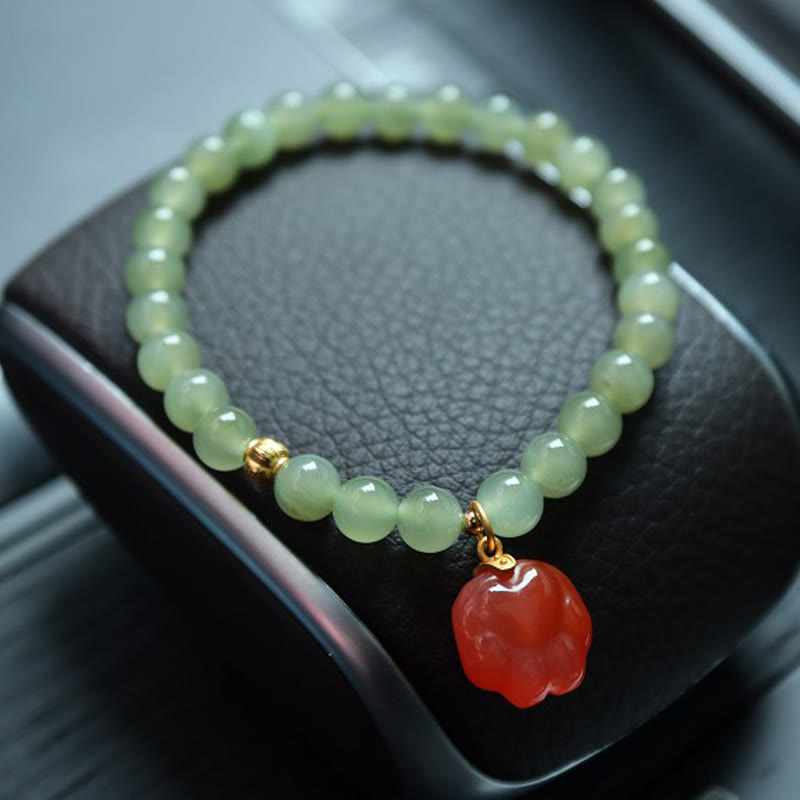 Bracelet porte-bonheur en jade naturel Hetian de 6 mm