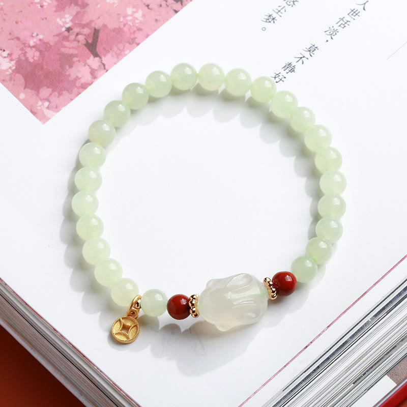 Bracelet porte-bonheur en jade naturel Hetian de 6 mm