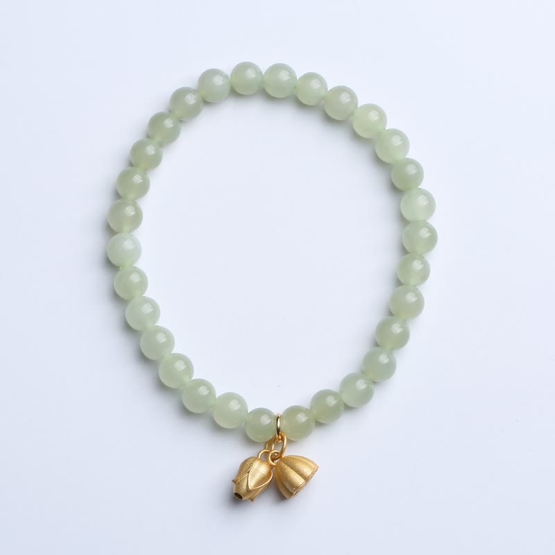 Bracelet porte-bonheur en jade naturel Hetian de 6 mm