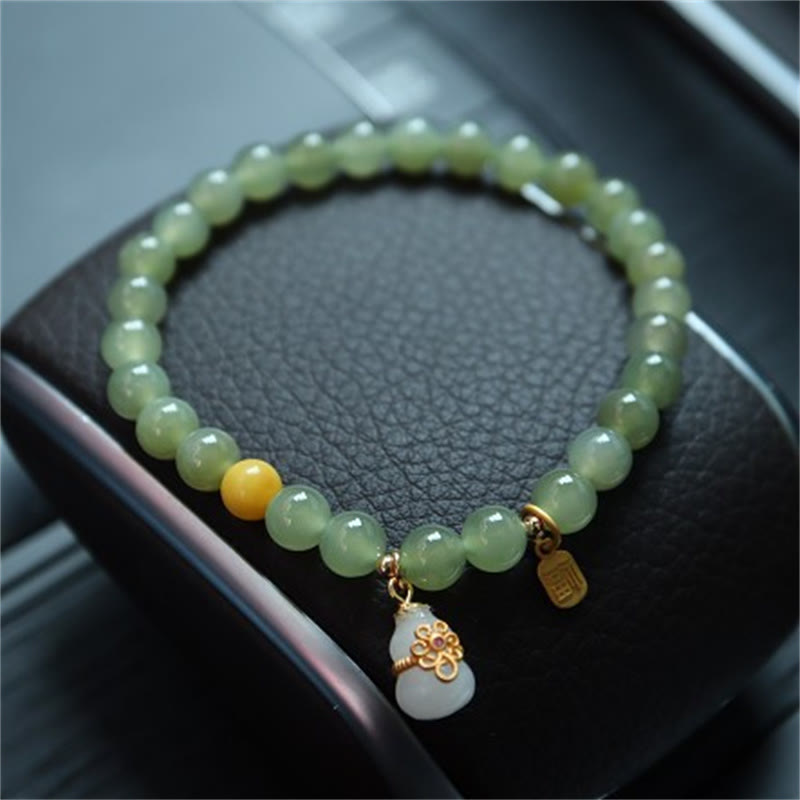 Bracelet porte-bonheur en jade naturel Hetian de 6 mm