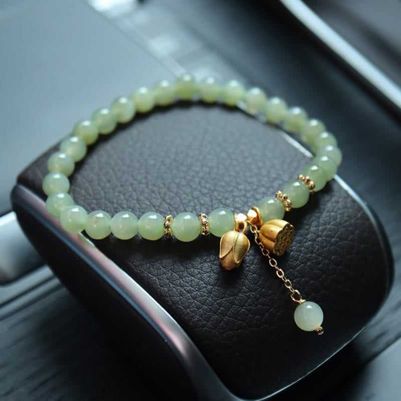 Bracelet porte-bonheur en jade naturel Hetian de 6 mm