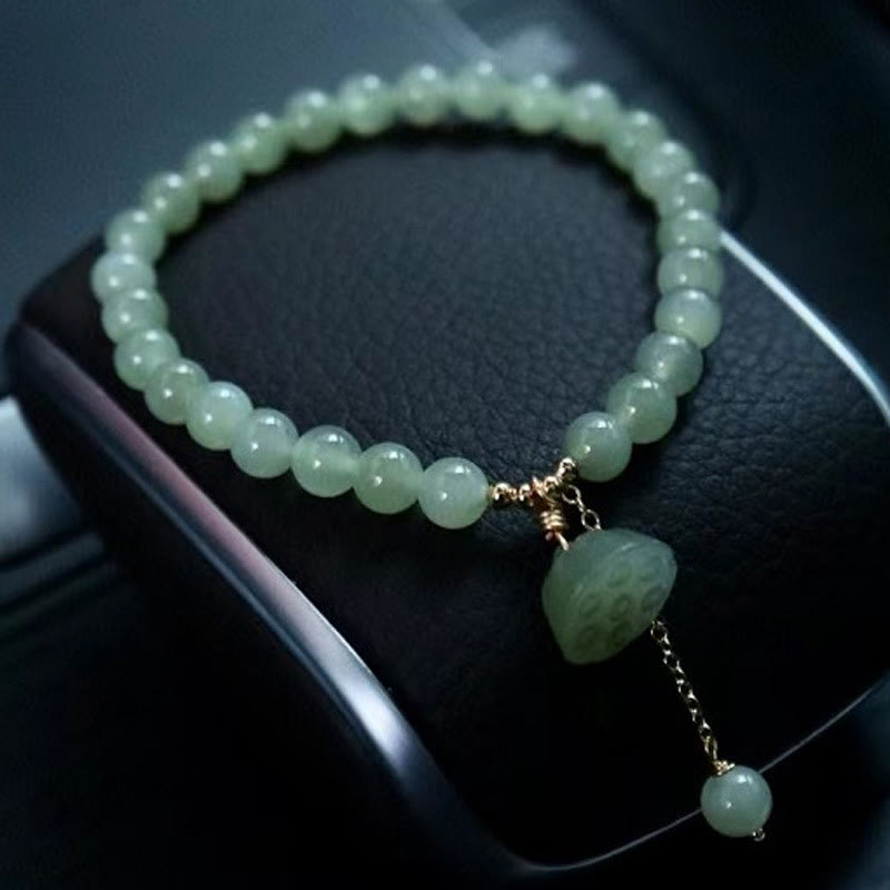 Bracelet porte-bonheur en jade naturel Hetian de 6 mm