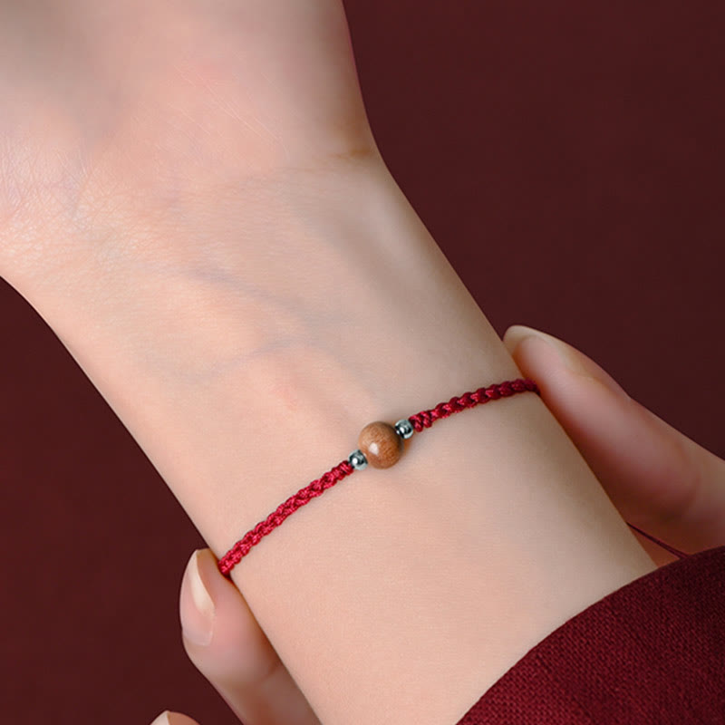Bracelet de protection en bois de pêcher rouge de 6 mm