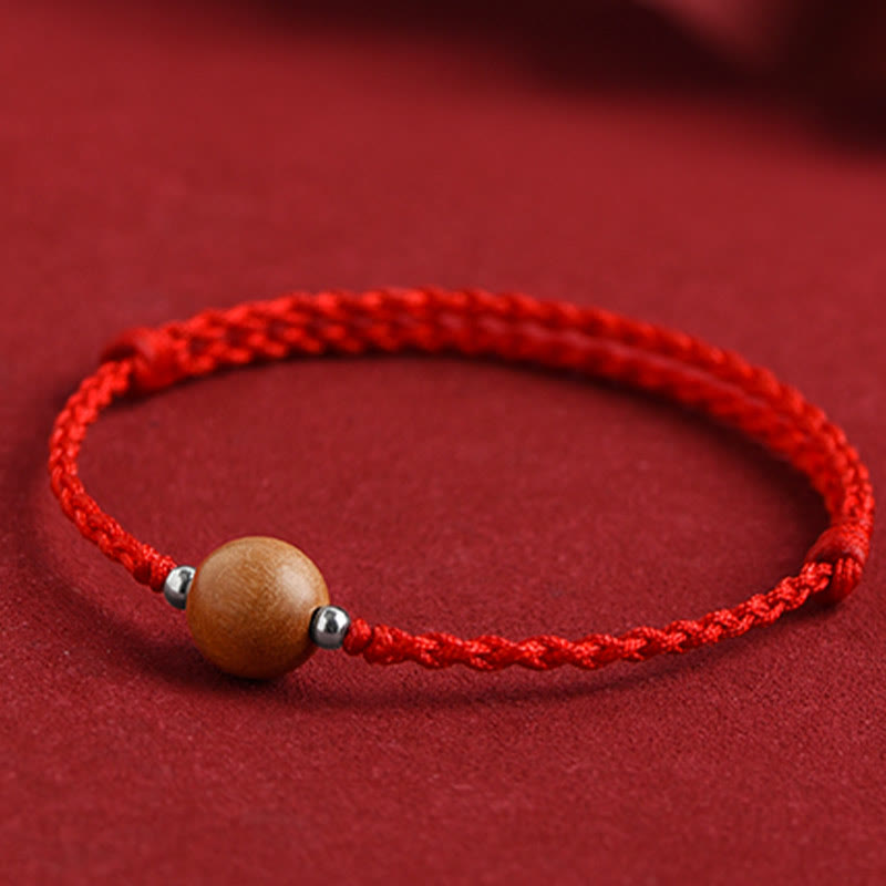 Bracelet de protection en bois de pêcher rouge de 6 mm