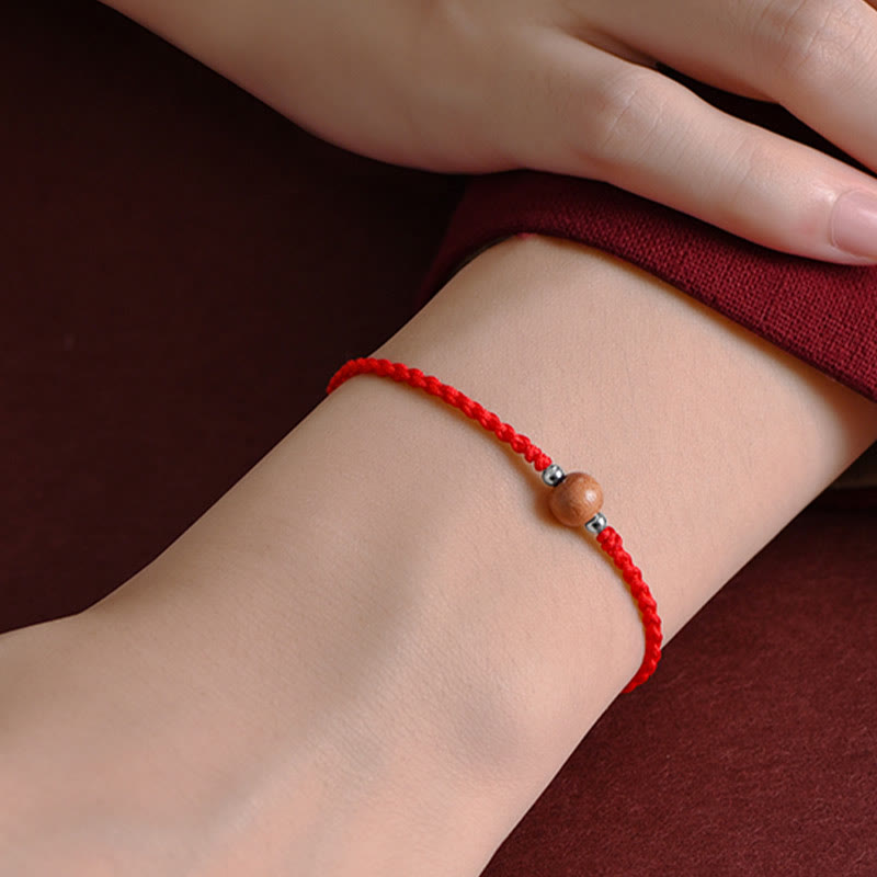 Bracelet de protection en bois de pêcher rouge de 6 mm