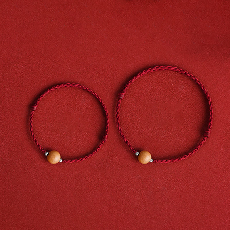 Bracelet de protection en bois de pêcher rouge de 6 mm