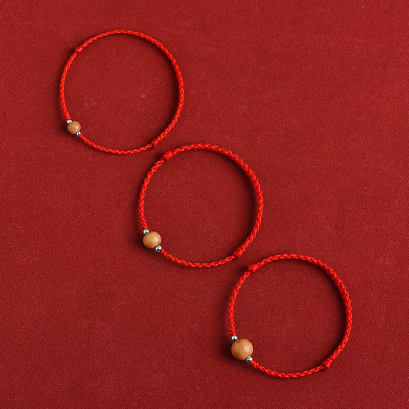 Bracelet de protection en bois de pêcher rouge de 6 mm