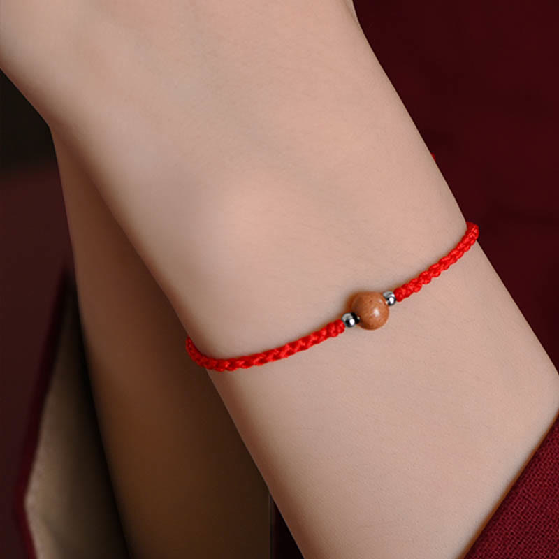 Bracelet de protection en bois de pêcher rouge de 6 mm