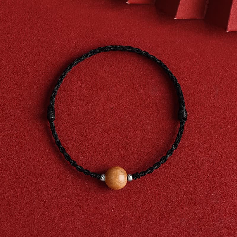 Bracelet de protection en bois de pêcher rouge de 6 mm