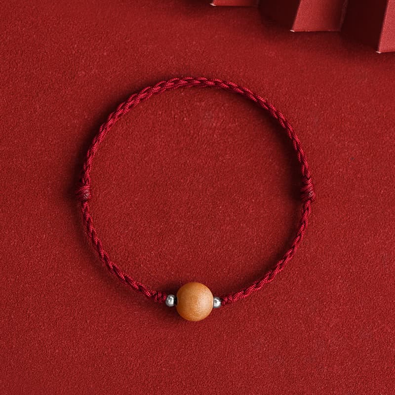 Bracelet de protection en bois de pêcher rouge de 6 mm