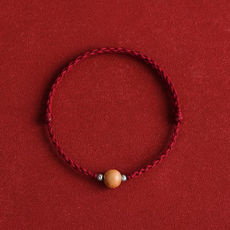 Bracelet de protection en bois de pêcher rouge de 6 mm