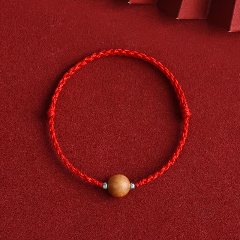 Bracelet de protection en bois de pêcher rouge de 6 mm
