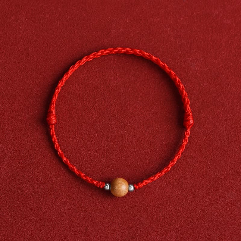 Bracelet de protection en bois de pêcher rouge de 6 mm