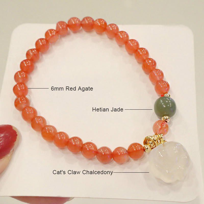 Bracelet de confiance en agate rouge de 6 mm pour le calme et l'acceptation de soi