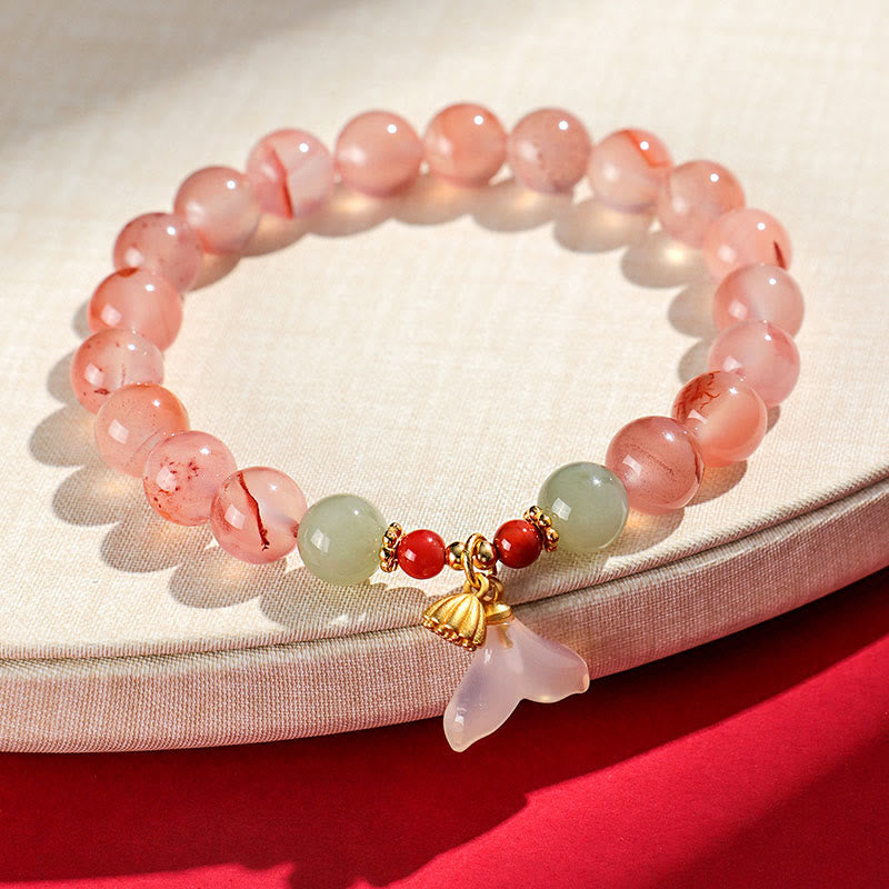 Bracelet chance et harmonie en agate rouge du Sud et jade Hetian 6 mm
