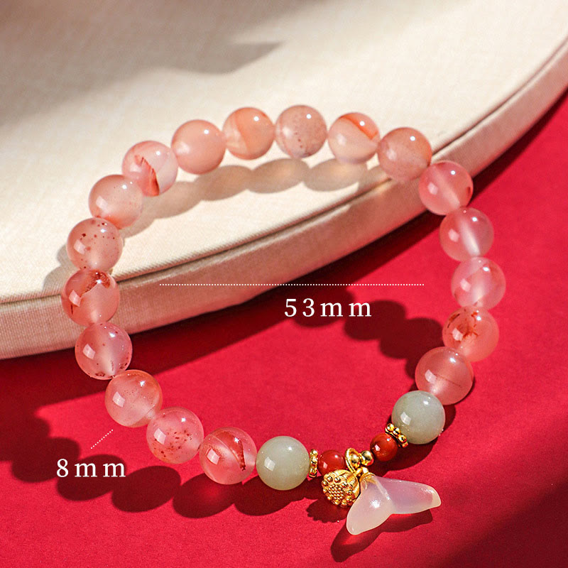 Bracelet chance et harmonie en agate rouge du Sud et jade Hetian 6 mm