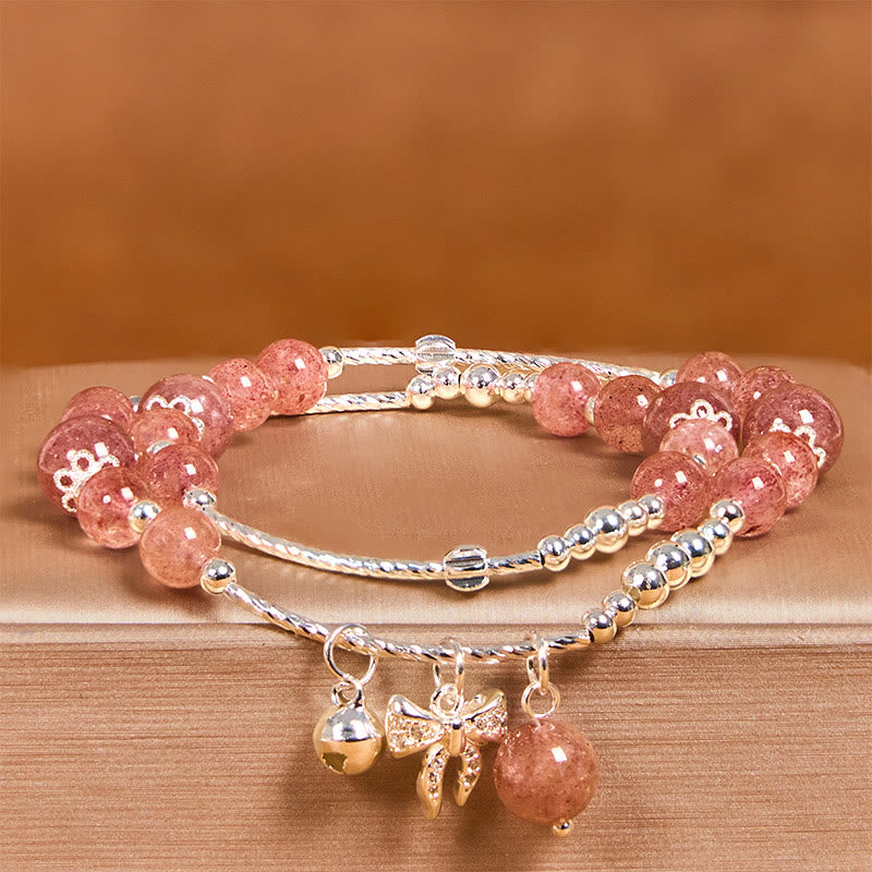 Bracelet en quartz fraise de 6 mm pour femme