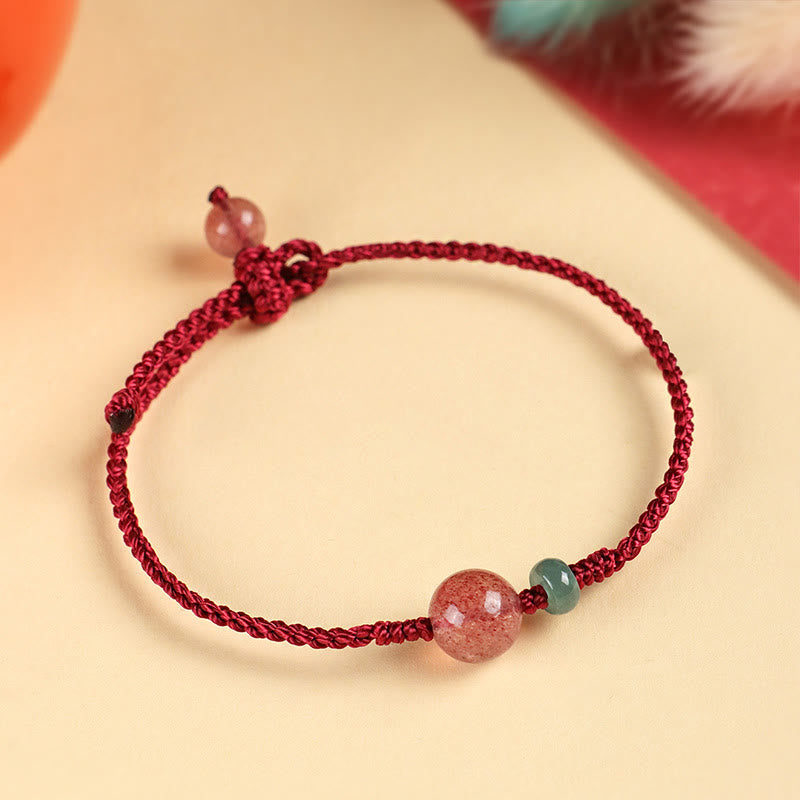 Bracelet de guérison en jade et quartz fraise de 6 mm pour femme