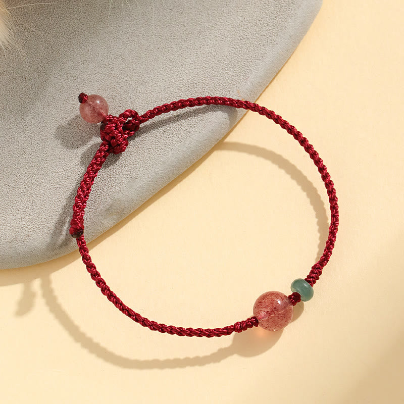 Bracelet de guérison en jade et quartz fraise de 6 mm pour femme