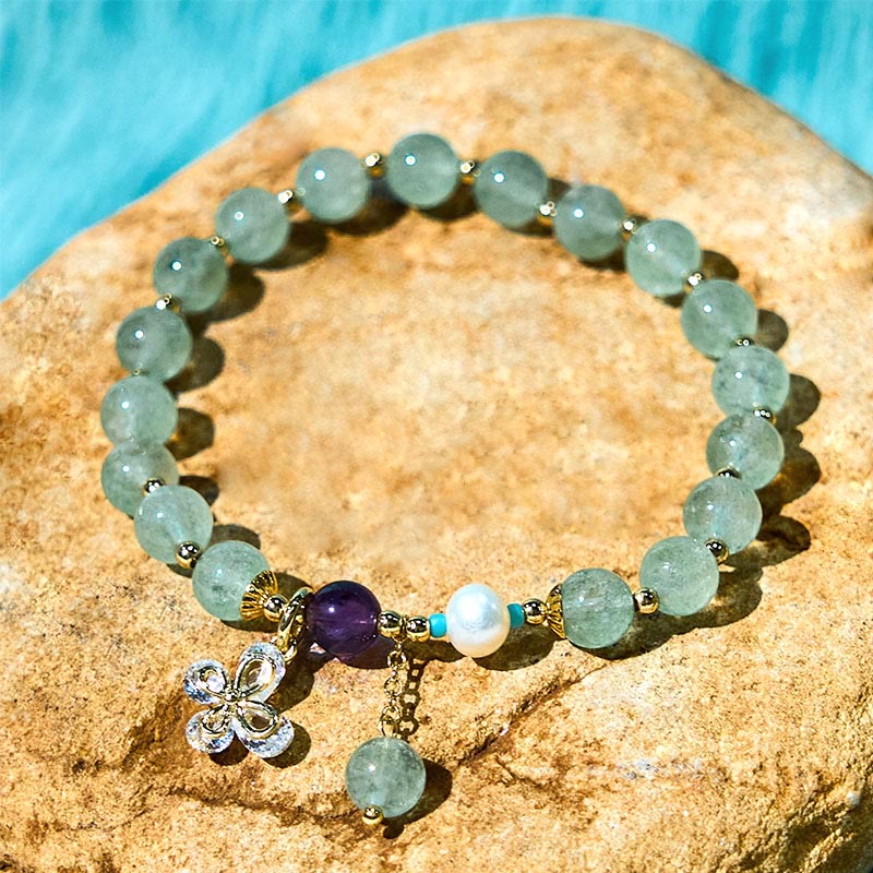Bracelet de guérison d'amour en quartz fraise de 6 mm pour femme