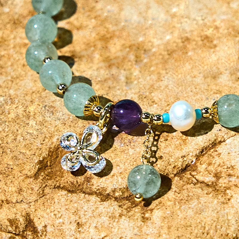Bracelet de guérison d'amour en quartz fraise de 6 mm pour femme