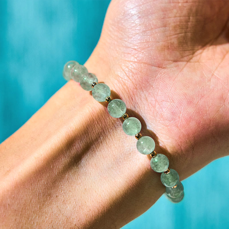 Bracelet de guérison d'amour en quartz fraise de 6 mm pour femme