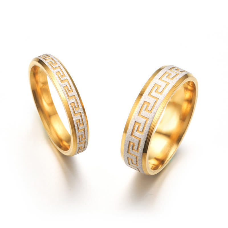 Bague d'équilibre en acier titane à motif Grande Muraille tibétaine de 6 mm